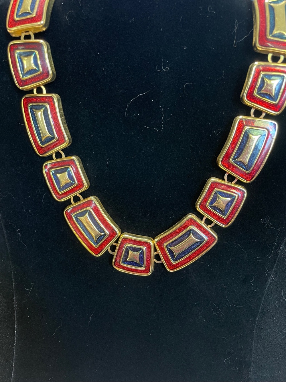 Geometric Red & Gold Necklace